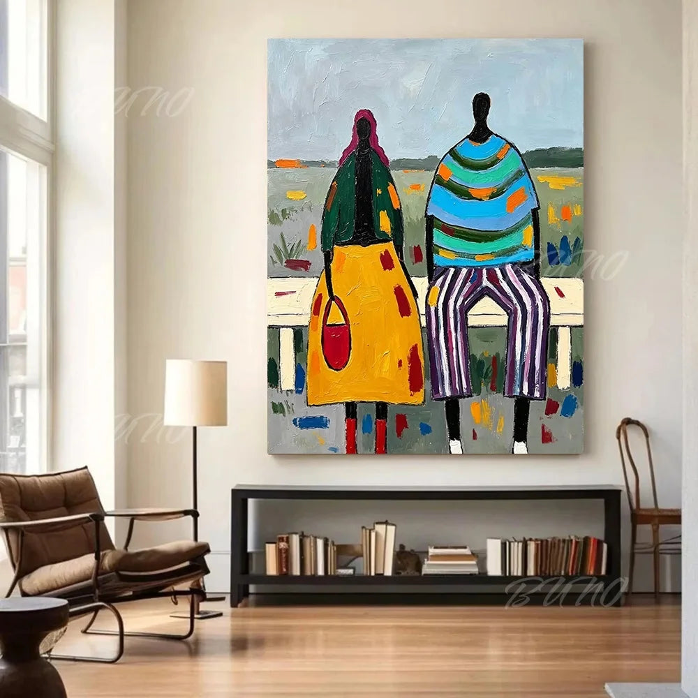 African Couple Oil Painting