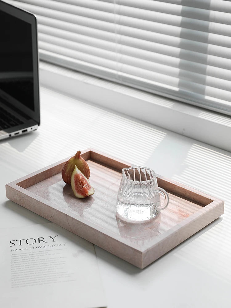 Pink Natural Marble Storage Tray