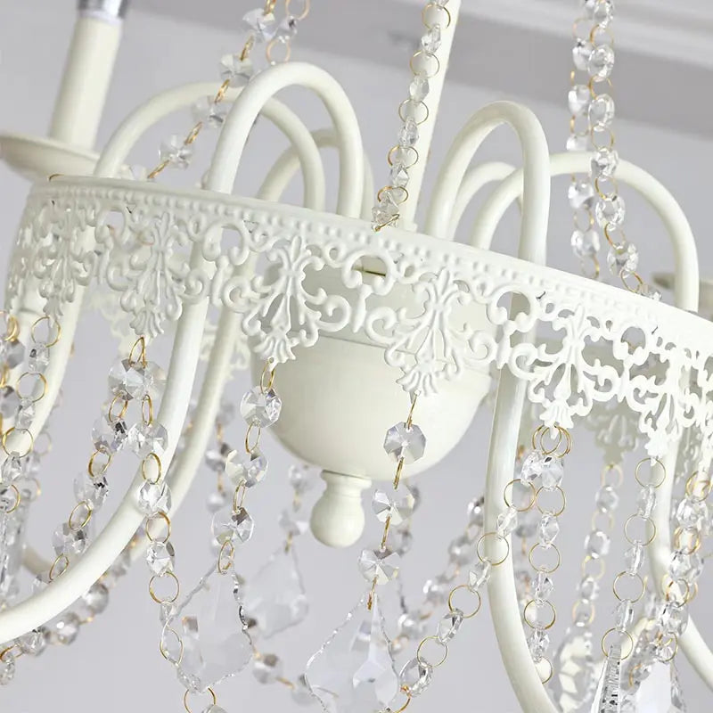 Modern 6-Light Crystal Chandelier White