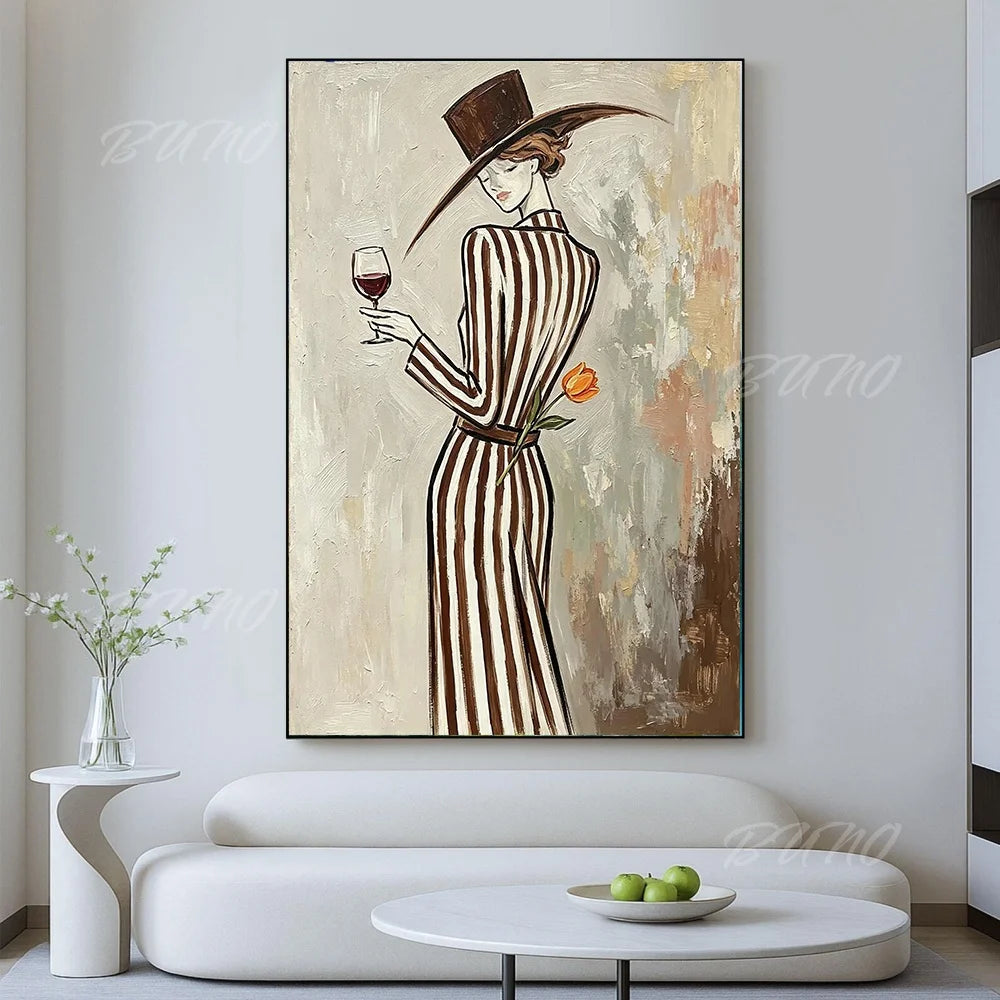 Wine Lady Tulip Painting