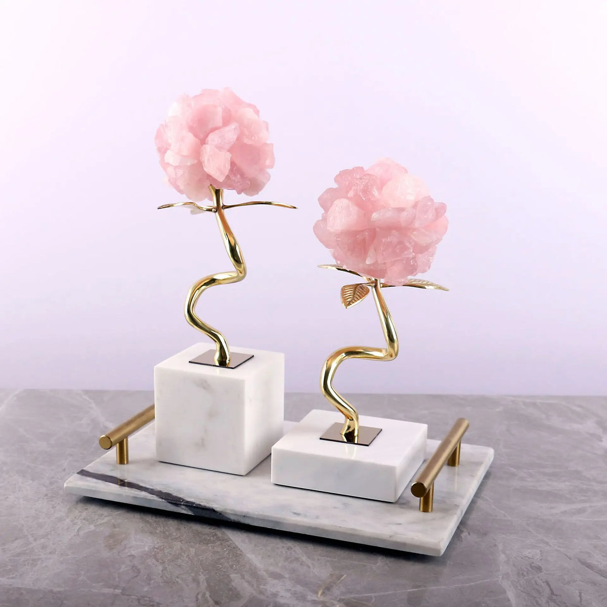 Pink Crystal Ball on Marble