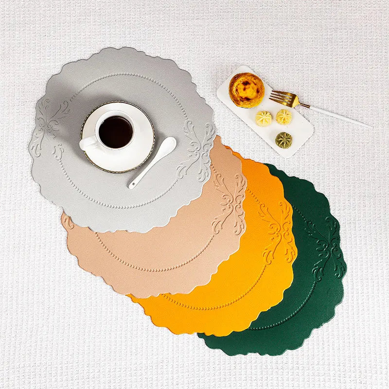 Cream Flower Round Placemats