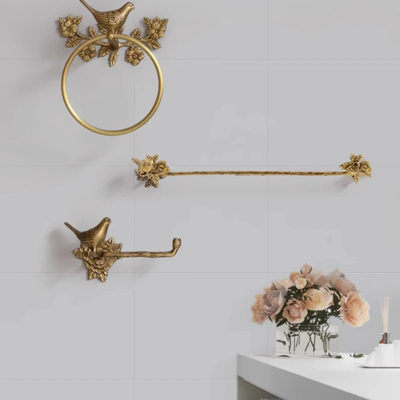 Retro Brass Bird Towel Ring