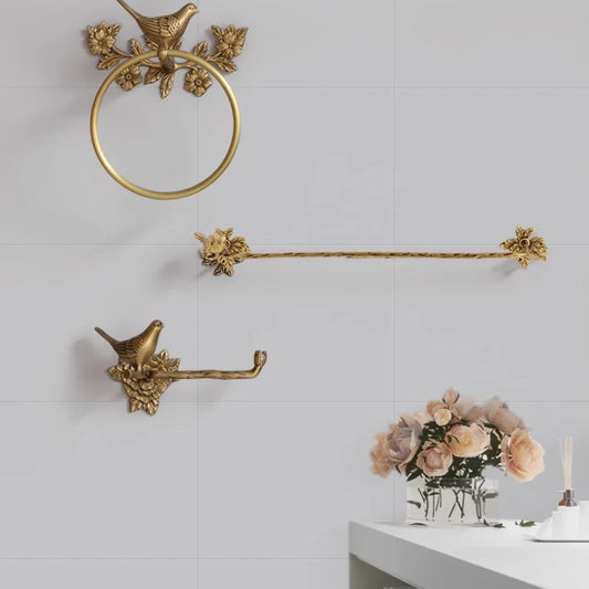 Retro Brass Bird Towel Ring