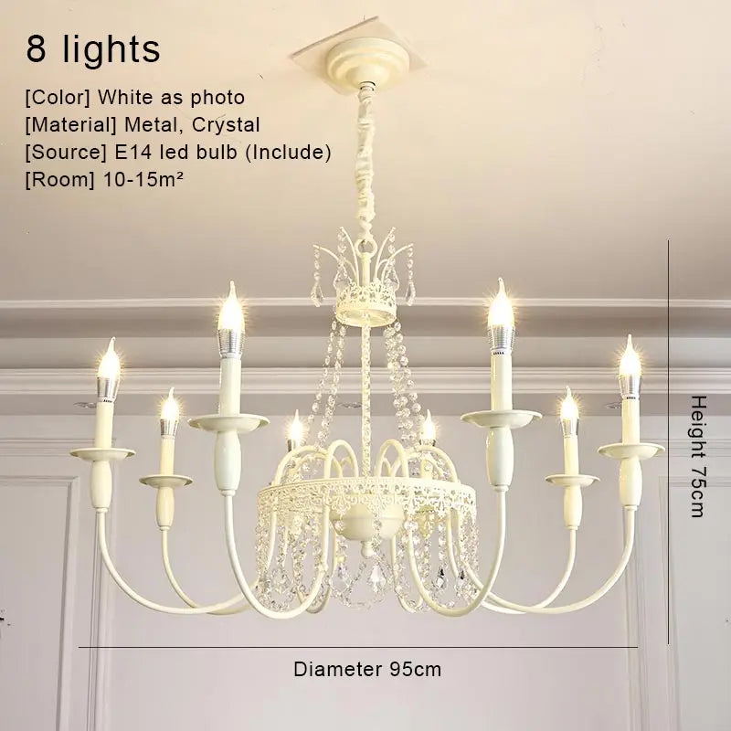 Modern 6-Light Crystal Chandelier White