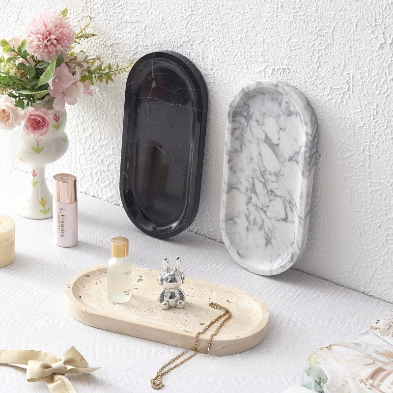 Marble Oval Vanity Tray