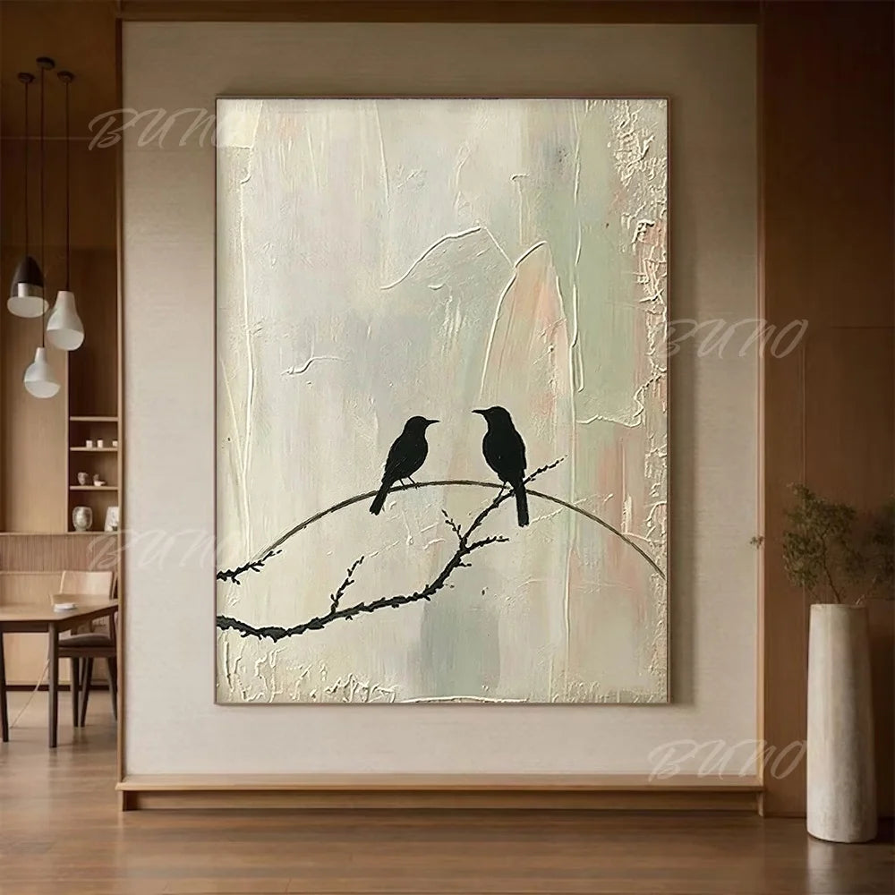 Wabi Sabi Birds Tree Art