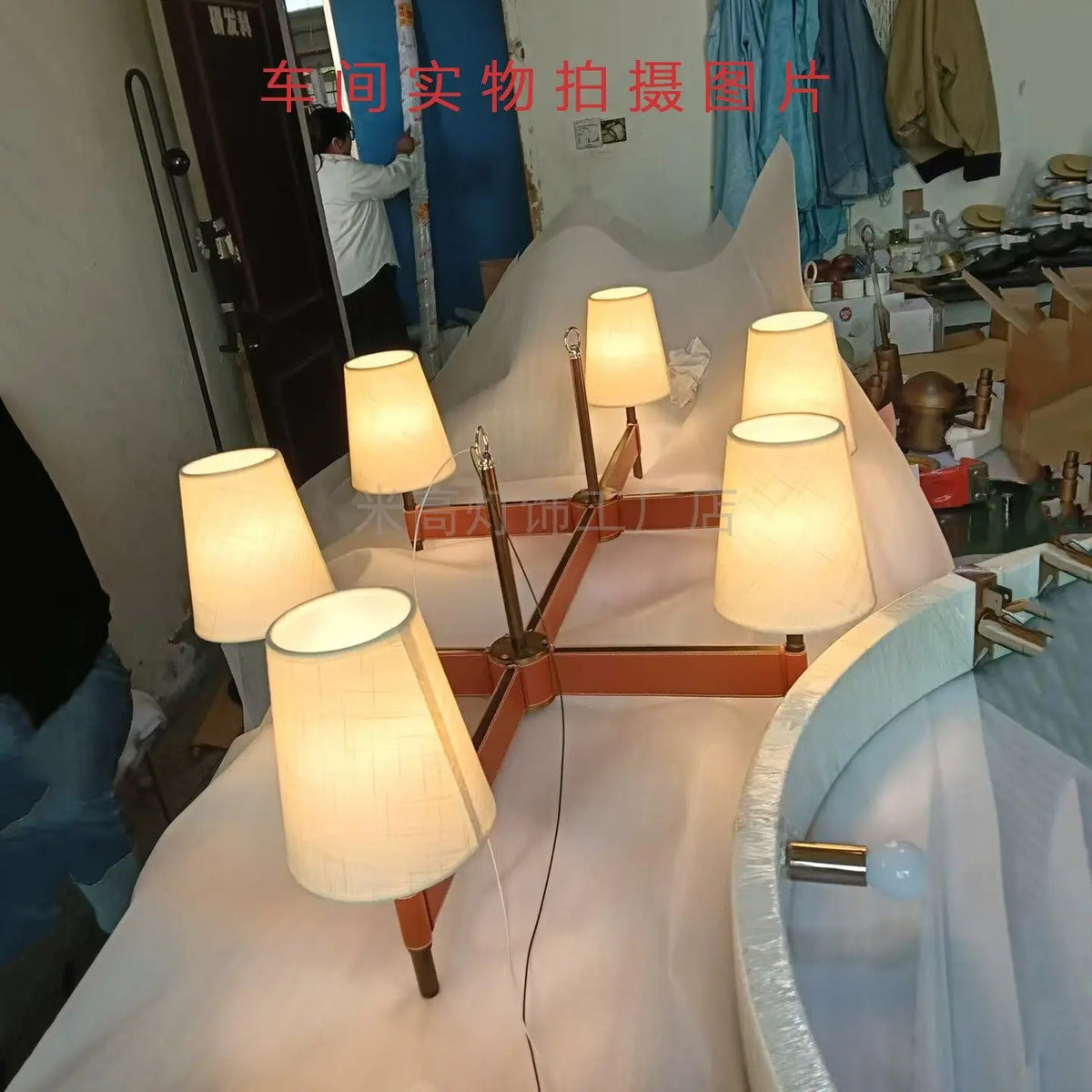 Designer Leather Circular Pendant Light