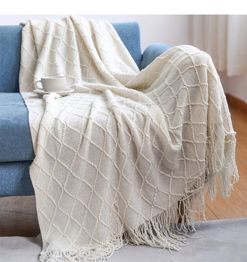 Khaki Wave Knitted Throw