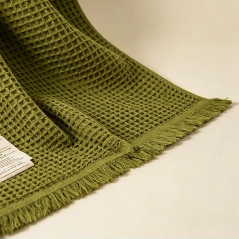 Green Waffle Bath Towel