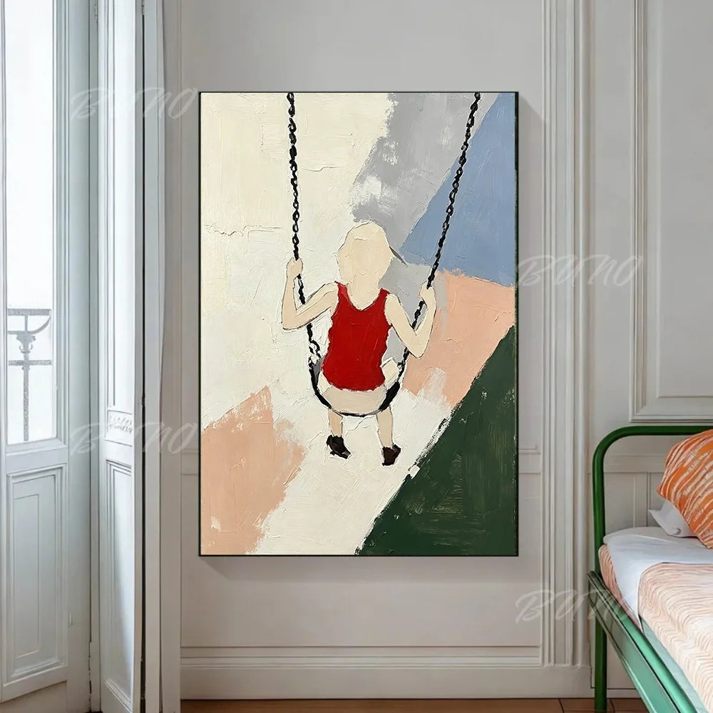 Girl on Beach Swing Painting