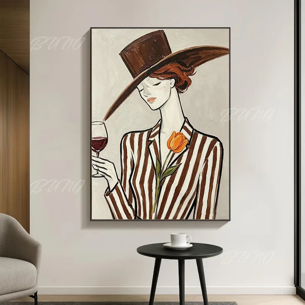 Wine Lady Tulip Painting