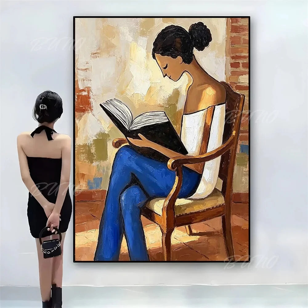 Bohemian Reading Lady Painting