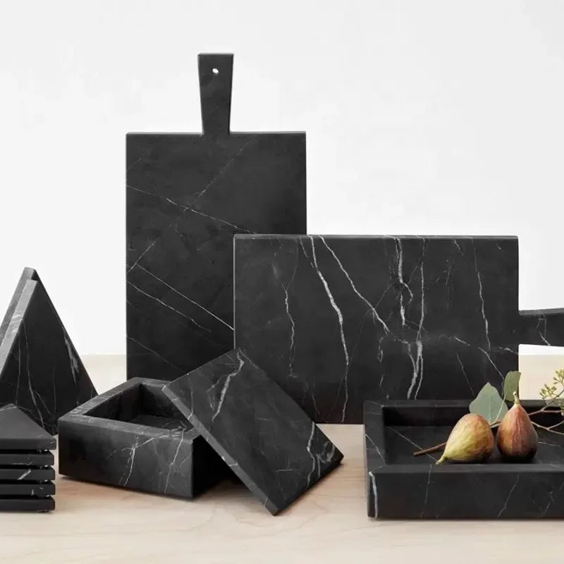 Black Nero Marquina Marble Tray
