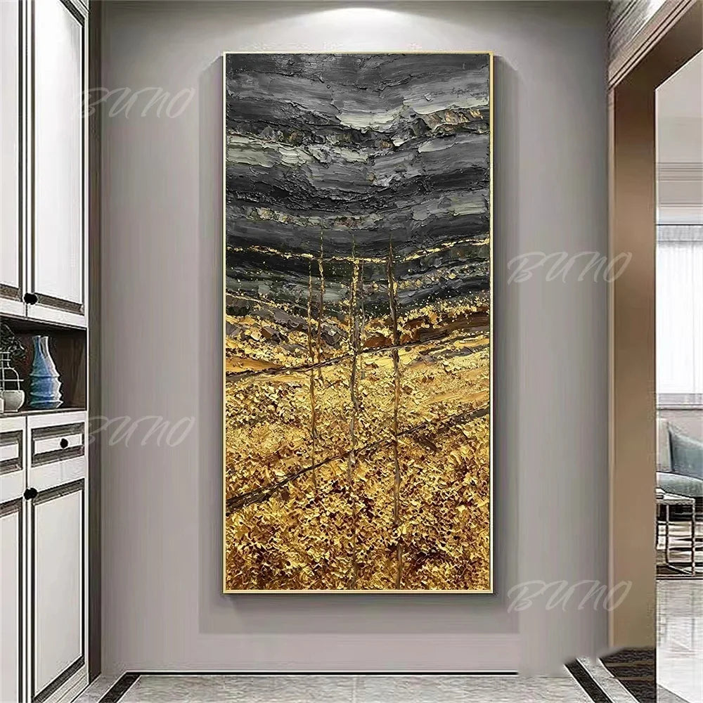 Black Gold Foil Painting