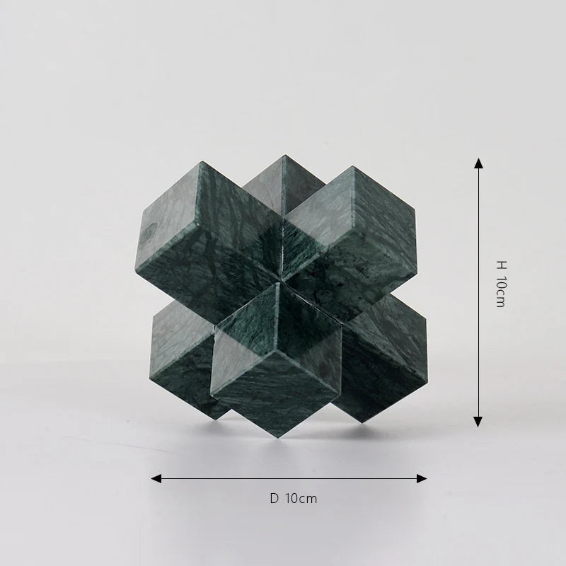 Handmade Sculpted Marble Cross Block Ornament