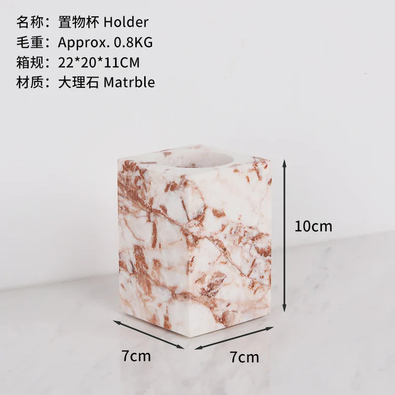 Coral Red Marble Bath Set