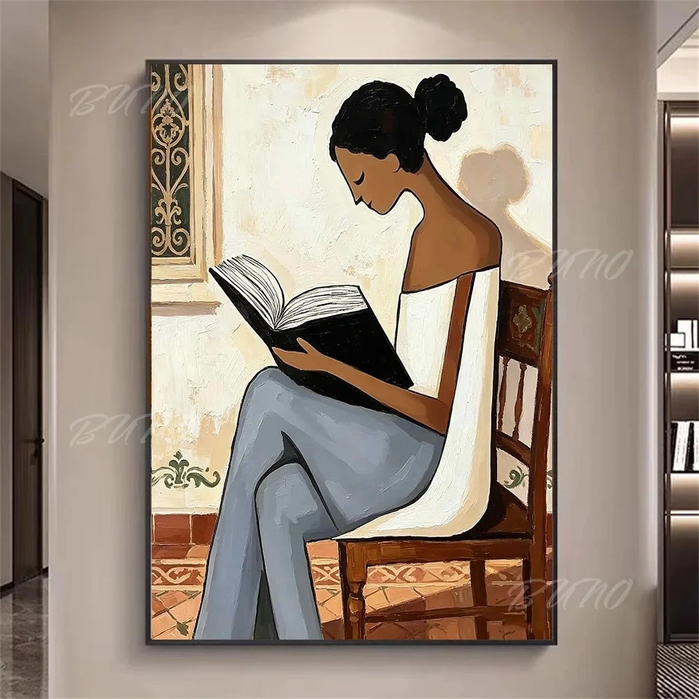 Bohemian Reading Lady Painting