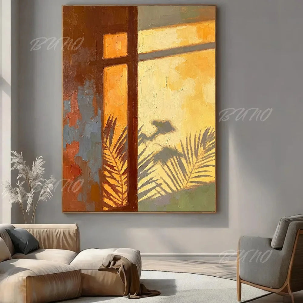 Sunlit Palm Leaf Painting