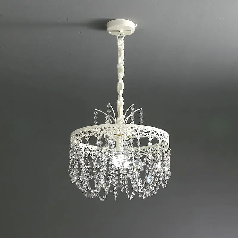 Modern 6-Light Crystal Chandelier White