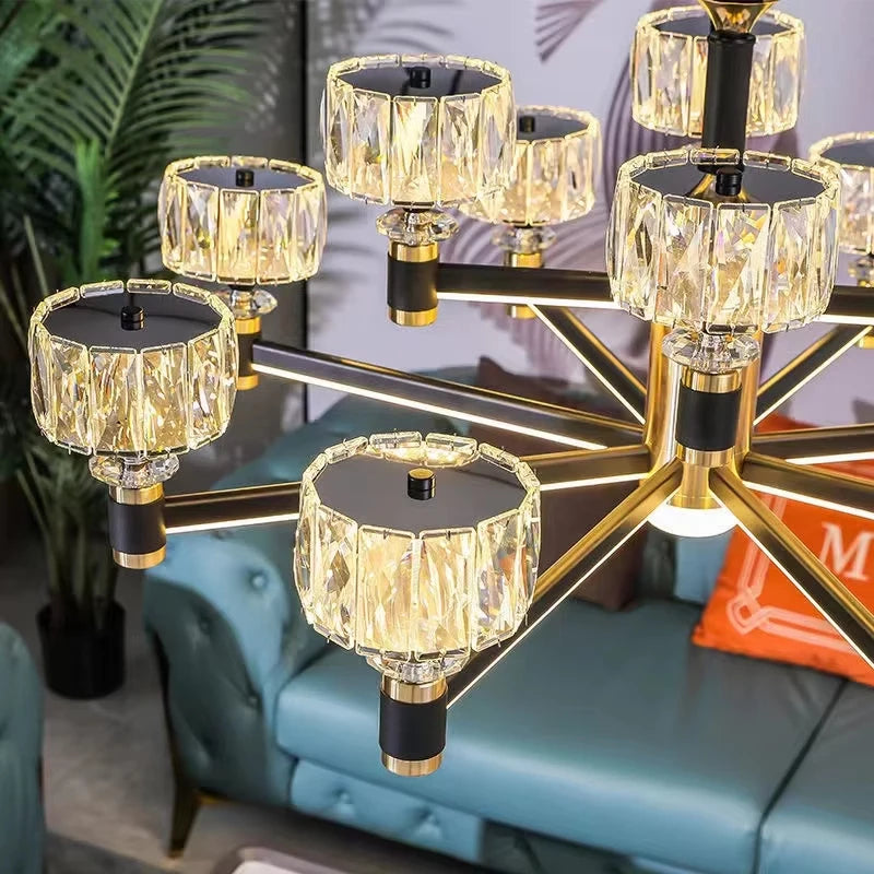 Gold and Black Crystal Chandelier