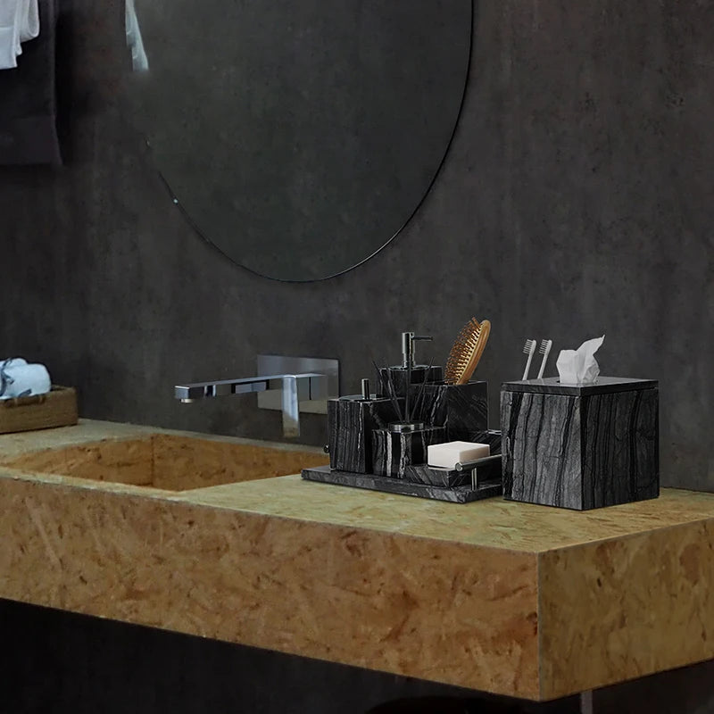 Tree Black Natural Marble Set