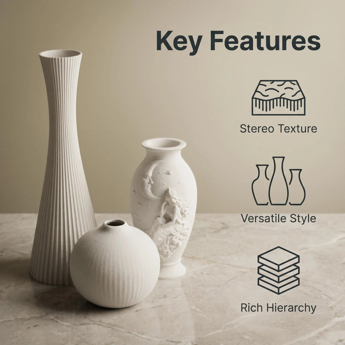 Matte 3D Vase Trio