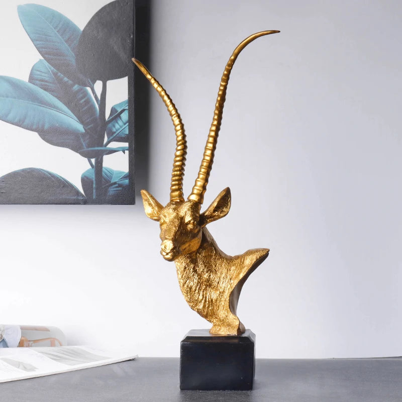 Golden Antelope Head Statue