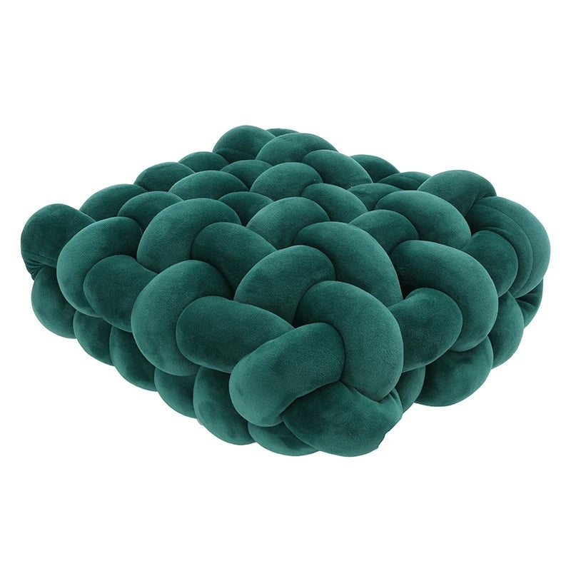 Green Knotted Plush Cushion