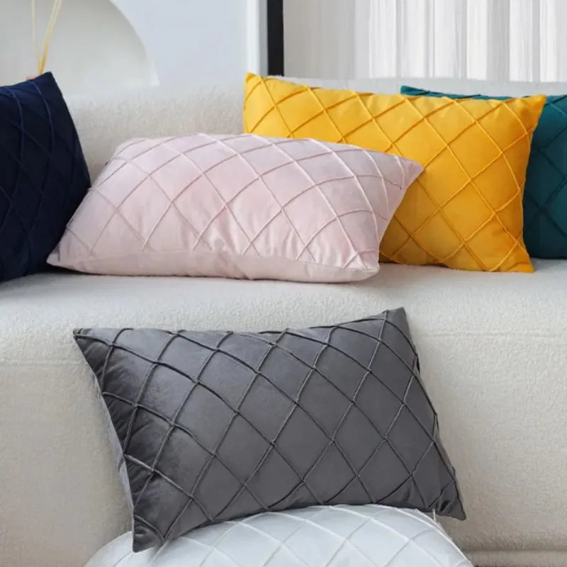 Velvet Plaid Cushion Cover