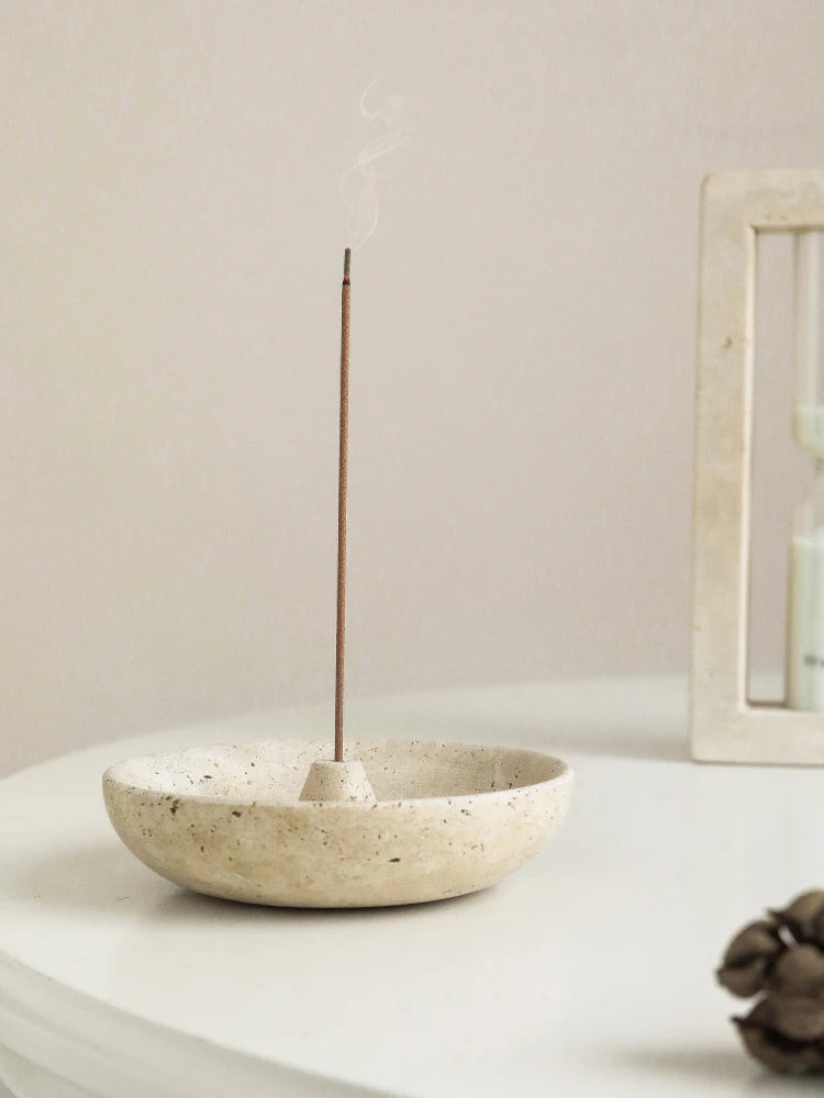 Vintage Travertine Incense Stick Holder