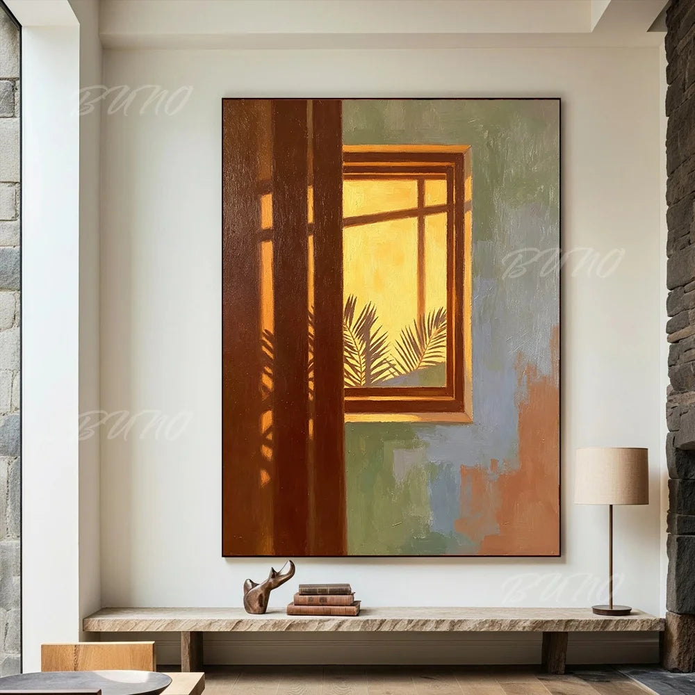 Sunlit Palm Leaf Painting