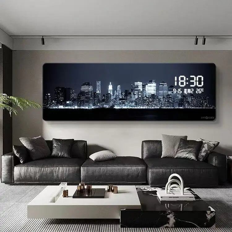 Night Skyline Clock Art