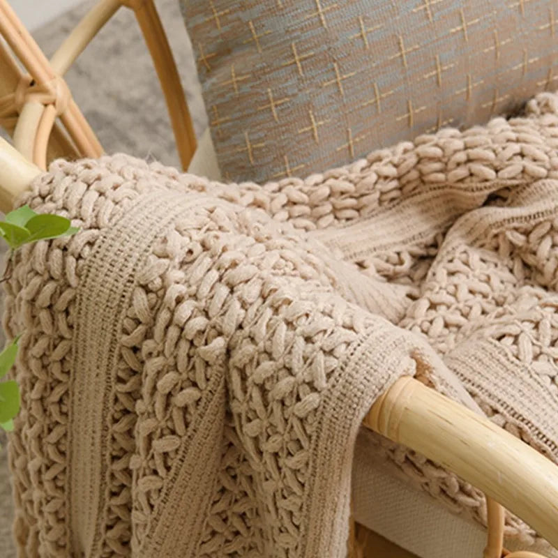 Khaki Grey Knitted Throw