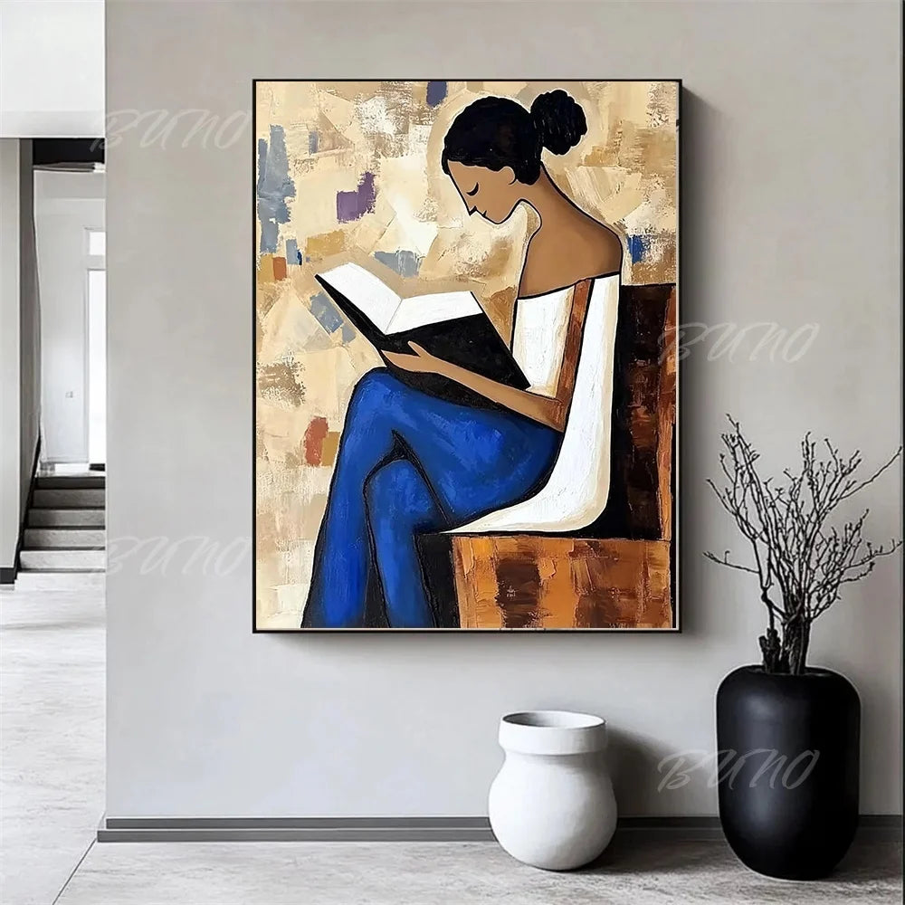 Bohemian Reading Lady Painting