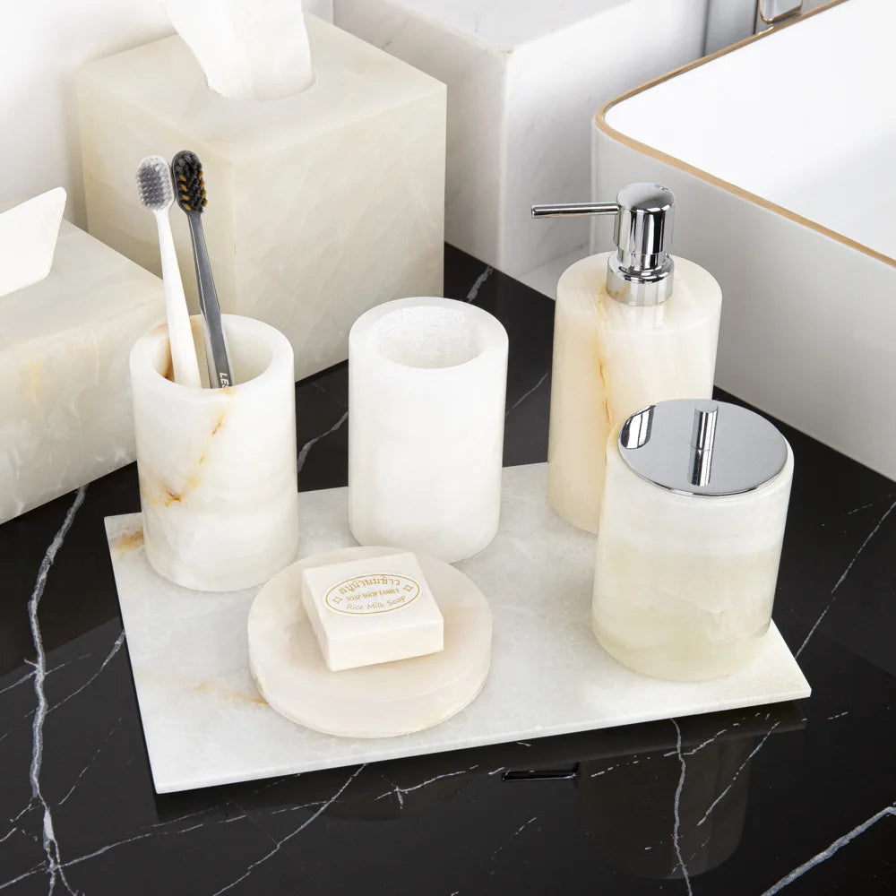 White Onyx Vanity Set