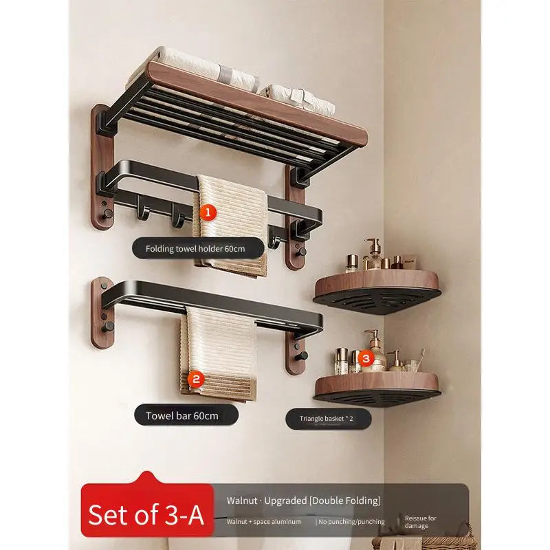 Walnut Folding Towel Rack