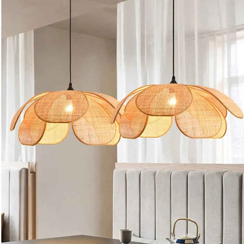 Rattan Woven Petal Pendant Lamp