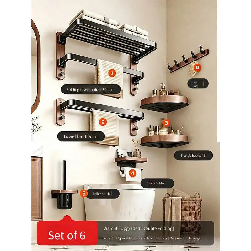 Walnut Folding Towel Rack