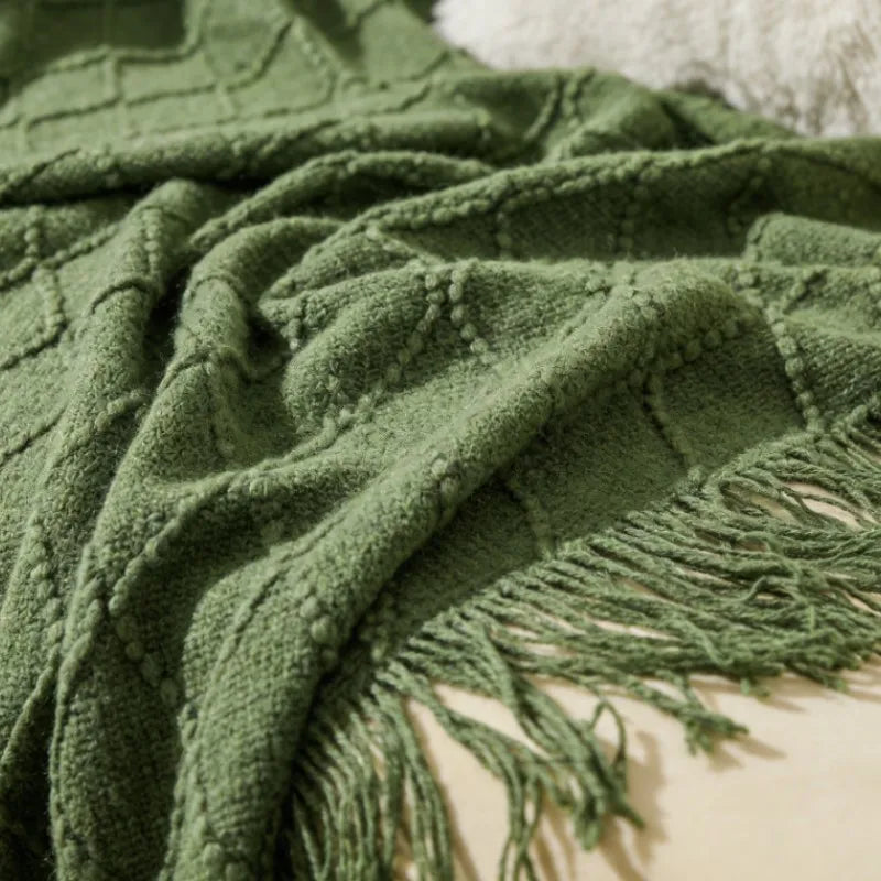 Army Green Knitted Throw