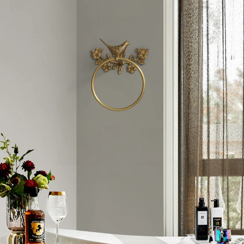 Retro Brass Bird Towel Ring