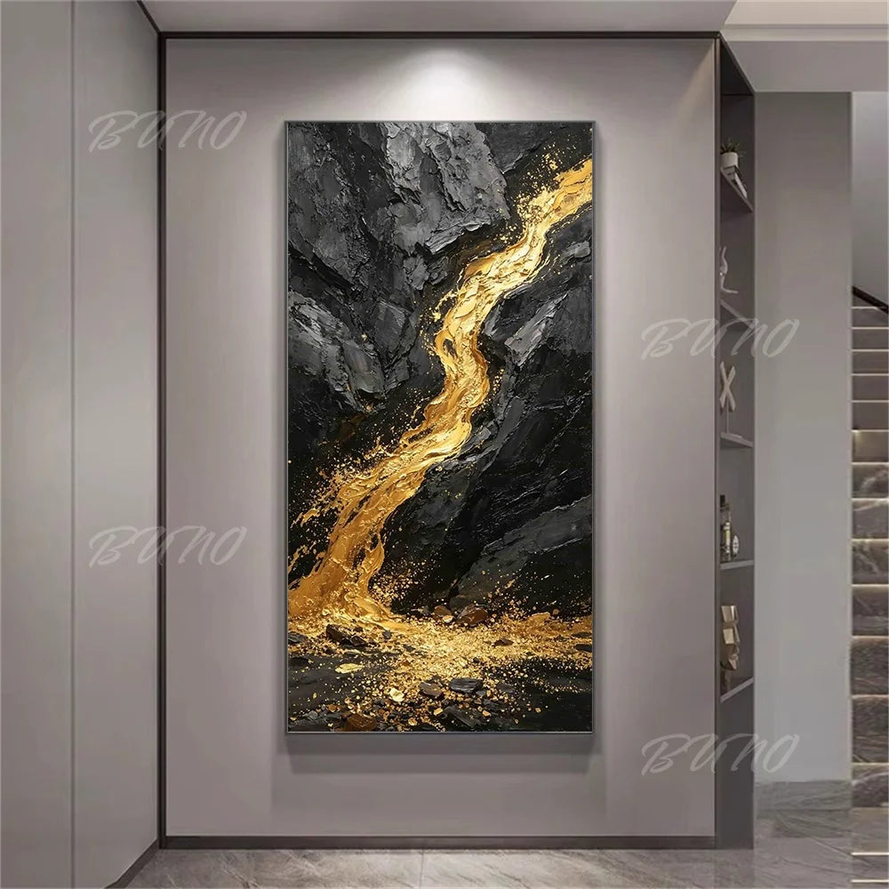 Black Gold Foil Painting