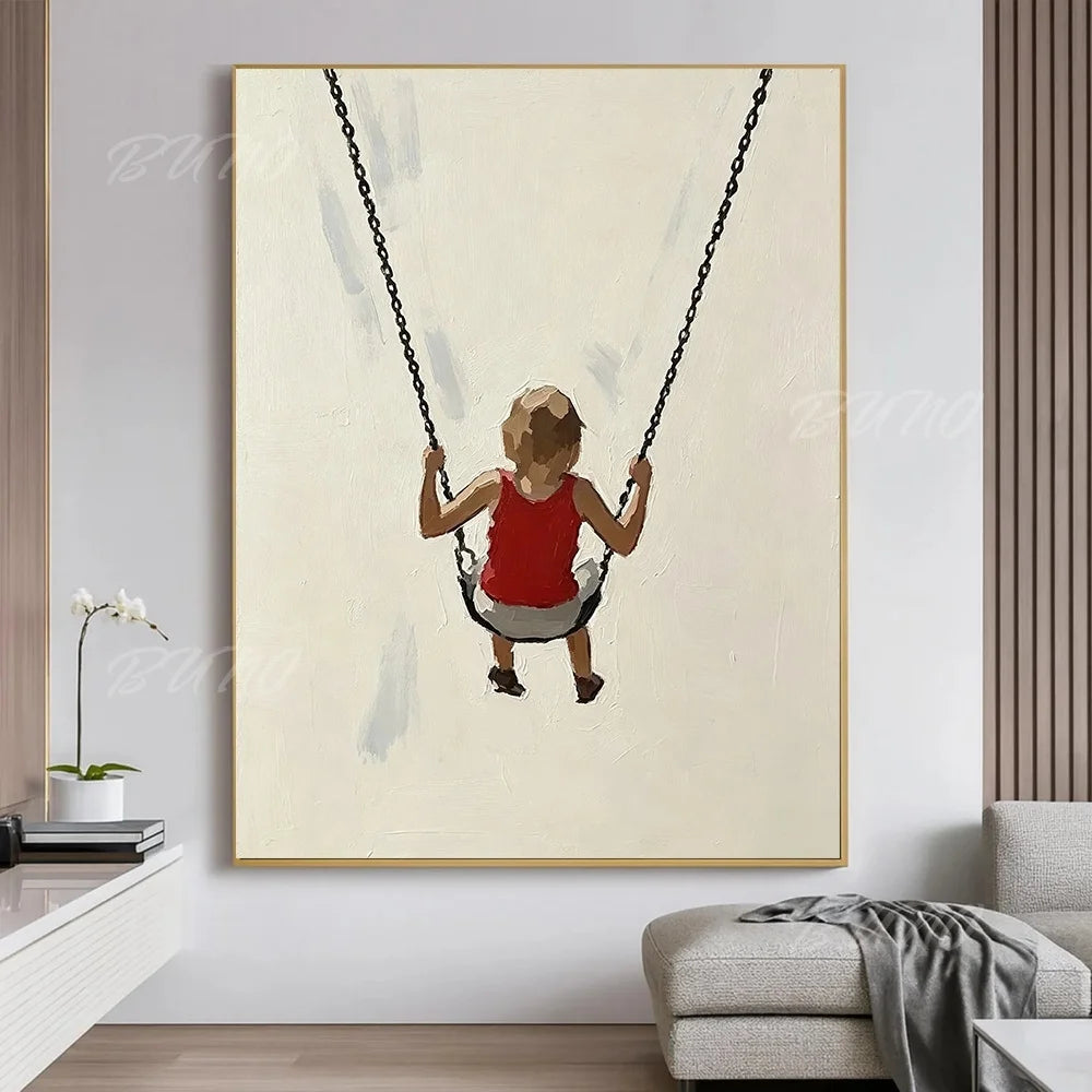 Girl on Beach Swing Painting