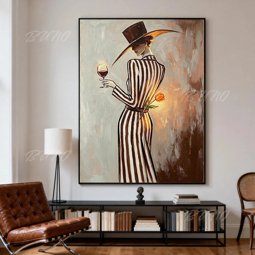 Wine Lady Tulip Painting