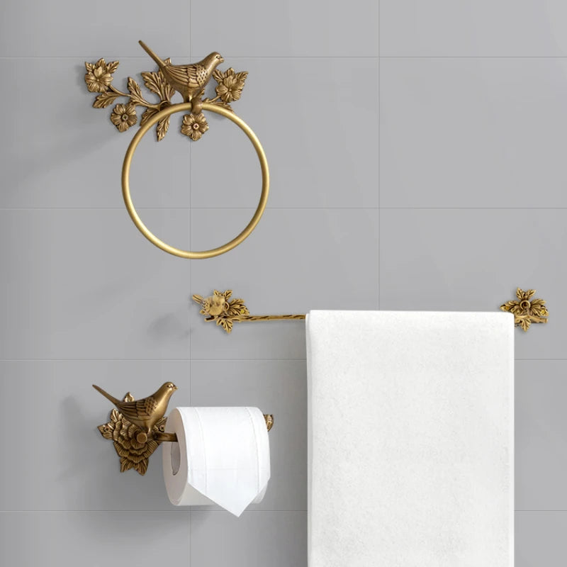 Retro Brass Bird Towel Ring
