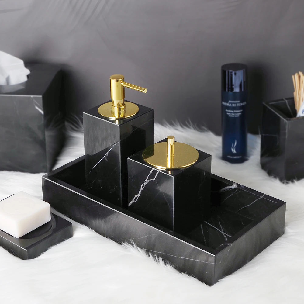 Black Nero Marquina Marble Bathroom Set