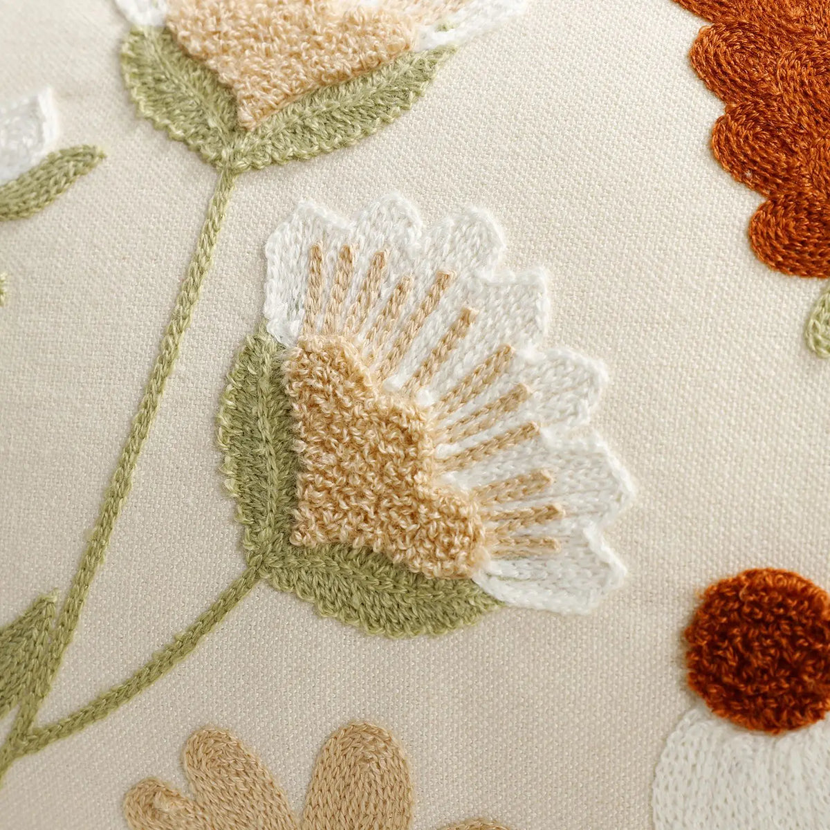 Floral Embroidered Cushion Cover
