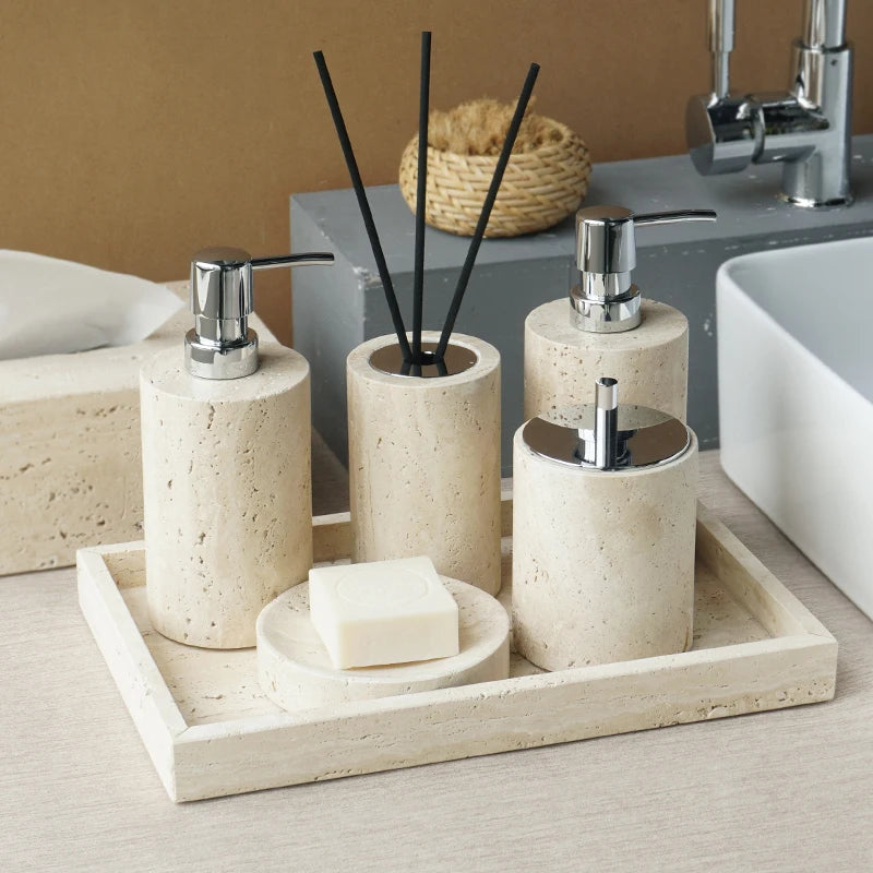 Travertine Vanity Accessories Set