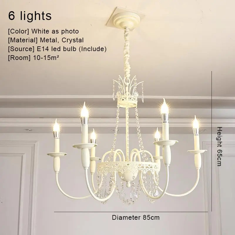 Modern 6-Light Crystal Chandelier White