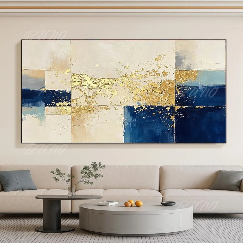Blue Gold Foil Painting
